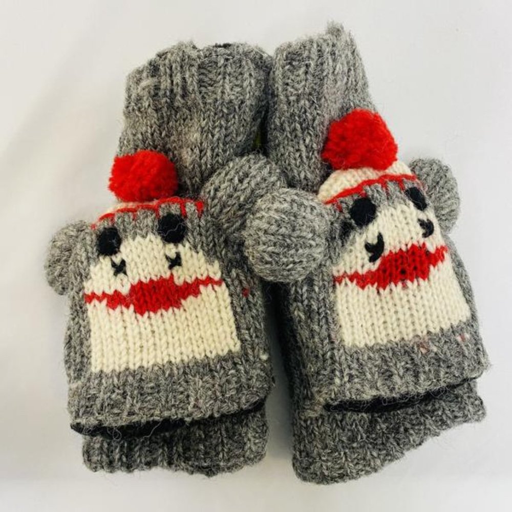 World Market Nepal Knit Monkey Gloves Size Kid's Large or Women's Small